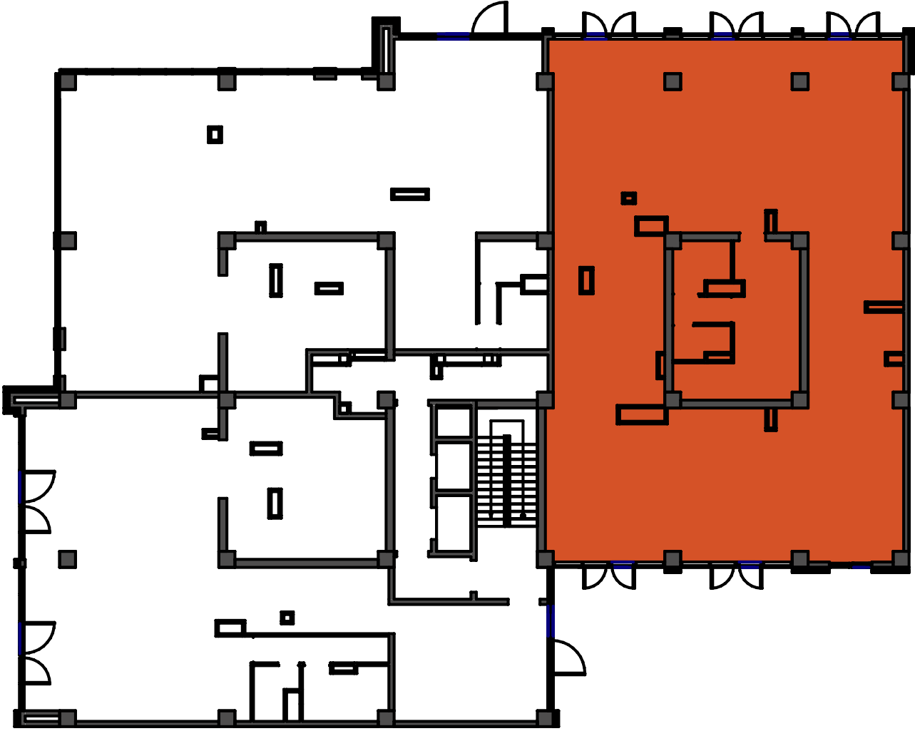 location of the building in the complex